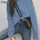 Sleeve T-shirts Women Spring Solid Long-style Loose Simple Ins All-match Casual Girls Tops Trendy Stylish Ulzzang Daily