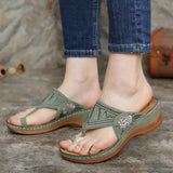 Women's Shoes 2025 New Slope And Light Leisure Flowers Color Clip Slippers Plus 43