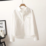 Shirt Women 2025 Spring And Autumn Fashion Embroidered Letter Pocket Loose Casual Shirt Women Casual