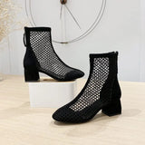 Mesh Short Martin Boots New Summer Breathable High Heels Thin Hollow Coarse And Cool