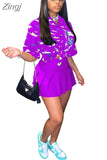 Summer Matching Skirt Sets Fashion Temperament New Exotic Print Y2K Short Sleeve Shirt Female High Waist Slim Skirt