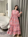 Shooting 2025 Summer Temperament Long Nine-Sleeve Chiffon Cake Dress Oversized Dress