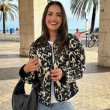 Women's ZA Autumn And Winter New Animal Print Cotton Jacket