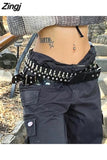 Grunge Punk Style Gothic Dark Rivet Belts for Women Streetwear Bullet Cosplay Cummerbunds Unisex Belt Sashes