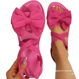 Bow Flat-Soled Sandals Women Soft-Soled Cloth Loose With Beach Cool Slippers
