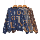 Women's New Round-Neck Long-Sleeved Silk Knitted Sweater