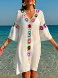 Women's Explosive Hand Hook Splicing Dress Open Sexy Long Dress Robe Beach Cover