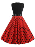 Polka Dot Party Women 2023 Summer Red Pin Up Rockabilly Robe Femme 50s 60s Elegant Vintage