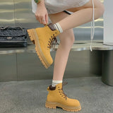 Mom 2025 Autumn Martin Boots With Female Boots Bumblebee Coarse And Round Head Boots Waterproof
