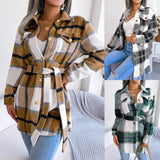 And Winter Casual Lattice Long Sleeve Strap Thick Coat Explosion Women's