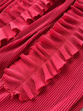 Women Irregular Pleated Party Long Dress Elegant Vacation Beach Draped Ruffle Vestidos Female Short Sleeve Maxi Robe