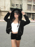 Cloth Forget Zipper Split Heavy Industry Plush Hooded Hoodie High Street BF Wind Loose Casual Coat