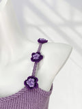 Zingj Bird Handmade Crochet Purple Flower Sling Vest Female Summer Outside Wear Summer Dopamine Top