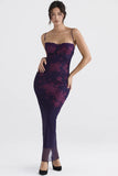 Girded Skinny Sexy Dress With Print Slings Long Open Dress Women's Spring