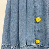 New Star Fashion Double-Dbuttoned Lion Buckle Folding Folded Denim Half Skirt