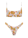Floral Print Smocked Bikini Set-Outfit
