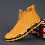 New Men's Shoes High-Top Men's Shoes Men's Casual Leather Shoes Plus Velvet Warm Two Cotton Shoes Men's Winter Shoes Martin