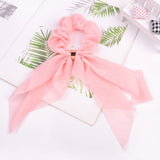 Bow Long Ribbon Hair Scrunchie Chiffon Floral Print Sweet Elastic Hair Band Ponytail Hair Scarf Hair Tie Hair