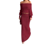 Women's Clothing 2025 Autumn New Breast-Wear Sexy Open Shoulder Half-Dress Suit