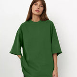 Spring Summer New 260G Cotton T-Shirt Hot Pure Color Short-Sleeved Women Loose Large Version