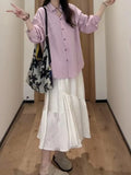 Version Of The Design Sense Of Small Thin And Comfortable Temperament Pure Simple Collar Shirt + Curry
