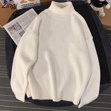 Men's Turtleneck Sweater Autumn Winter Solid Basic Knitted Oversize Pullovers Male Korean Casual Warm Knitwear Loose Jumper