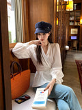 Xixi 13 Line 2025 Spring New Strap Solid Loose Shirt Long-Sleeved Top Woman