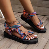 New Fashion Flat Beach Sandals Women's Thick-Soled Magic Stick National Wind Toe Women's