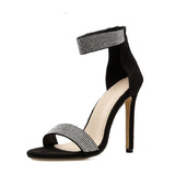 High Heel Sandals Women 2025 Summer Fine Heel Fashion Shoes Round Head Zipper Roman