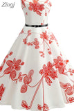 Womens Dresses 2023 Casual Floral Retro Vintage 50s 60s Robe Rockabilly Swing Pinup Vestidos Valentines Day Party