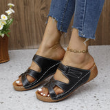 2025 New Slippers Thick Bottom Hollow Slope With Large Size Flip-Flop Women's Shoes Fish Mouth