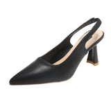 Back Empty Single Shoes Women 2025 Summer New French Pointed One-Word Buckle With Sandals Women Fashion High