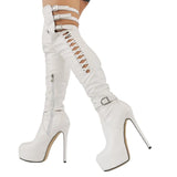 Hate Sky High Sexy 4Cm Water Table High With Size 46 Female Over Knee Boots