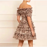 Off-shoulder Floral Printed Ruffles Mini Dress- Outfit