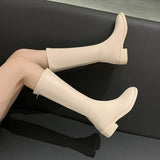 Round Head Down Behind The Zipper Mid-Sleech Boots Girl Martin Boots Show Thin Boots Children's Boots