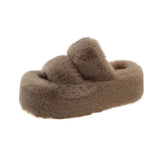 Tide Slew Soft 7Cm External Wear Hairy Slippers Women Flat-Bottom One-Word Drag Autumn New