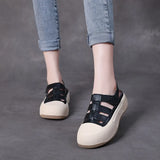 To 99] Leather Sports Sandals Women Wearing Women Wearing Women's Coats Magic Sticker Flat Leather Roman Thick