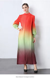 And Fashionable Gradient Lantern Sleeve Pressure Folding Dress Women Autumn And Winter Loose Apparent Thin-Skinny A-Character