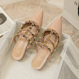 Summer New Pointed Head Down With Slippers Women Rivet Bag Lazy Outside Wearing Cold Tot Large Size