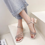 Zingj New Women's Fashion Sandals Summer Fairy Wind With Thick Heel Fashion Diamond Word Buckle Women's