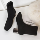 Children 2025 Autumn And Winter Women's Shoes With Elastic Short Boots Women Thick And Pointed Net Red Flying Boots