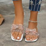 Women Wear Summer New Net Red Explosive Water Drill Bows Coarse And One Word Drag Fairy Wind Low And Cool