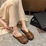 Bag Head Half Slippers Women Wear 2025 New Flat Bottom One Foot Lazy Pregnant Women High-Level Cold
