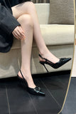 High Heel Fine Tip Shoes 2025 Spring New Women's Single Shoes Hollow Shoes V Buckle Dunk