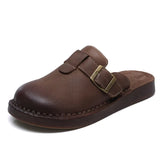 Cowhick Retro Birken Shoes Half-Slippers Women Thick Summer New Lazy Outside Wearing Bag Head