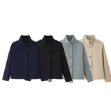 Women's Clothing Explosion Short-Term Collar Single Buckle Temperament Wool