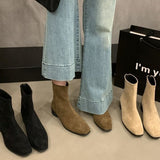 And Retro Plus Velvet Short-T-Crye Knight Boots French Thin Skinny Bare Boots Autumn And Winter Season Girl Boots