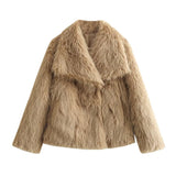 Women's Clothing 2025 Autumn And Winter 2025 New Fashion Loose Artificial Fur Collar Coat