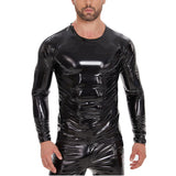 Zingj Men's PVC High Bright Patent Leather Coat Sexy Slim Leather Coat No Odor Size