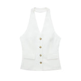 Autumn New Back Hanging Neck Vest 8364532 Broad Leg Pants